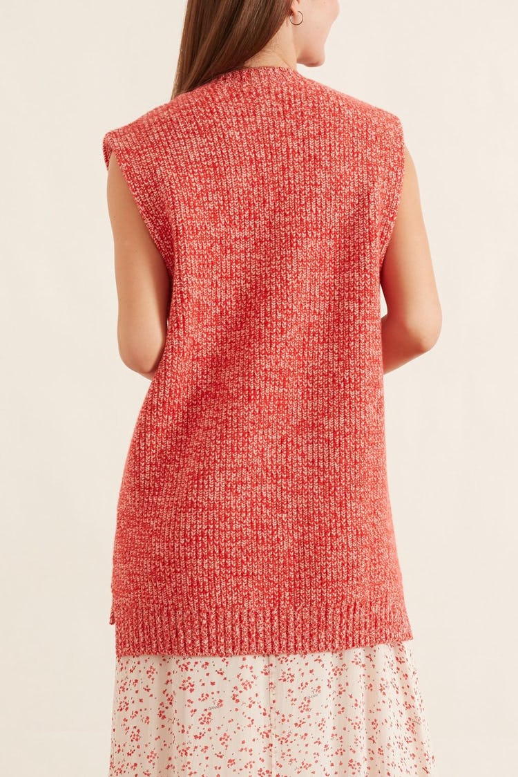 Cashmere Mix Knit Sweater Vest in Flame Scarlet: image 1