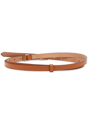 Brown logo leather wrap belt: image 1