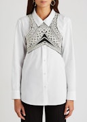 Black embroidered cotton bra top: image 1