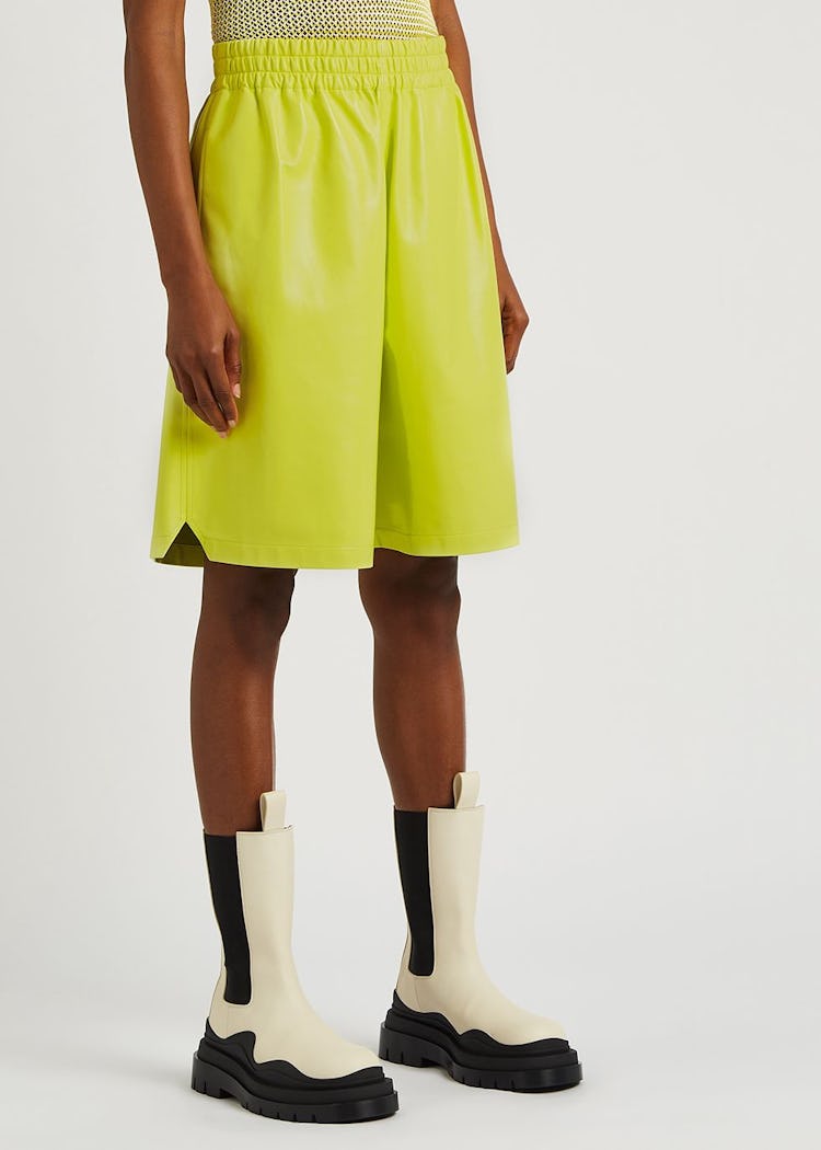Lime leather shorts: image 1