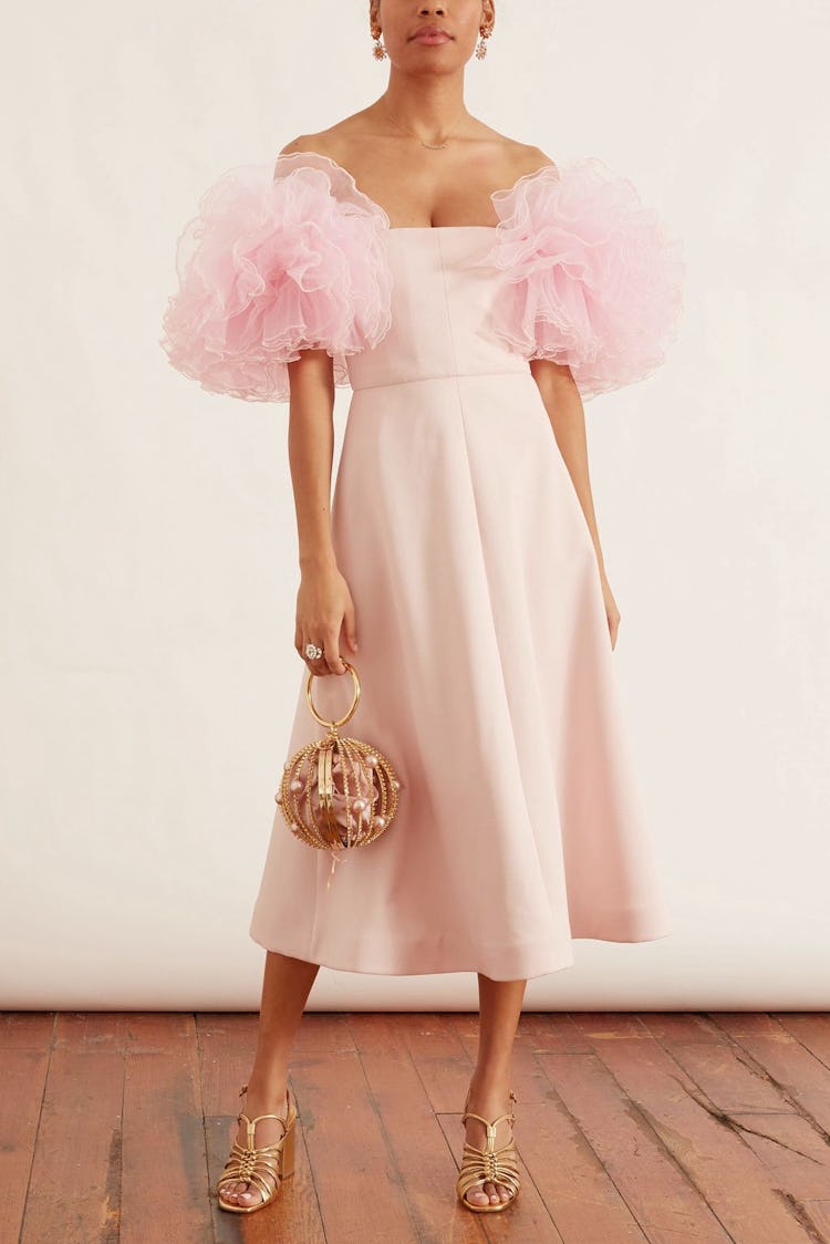 Puff Sleeve Dress in Rose Quartz: image 1