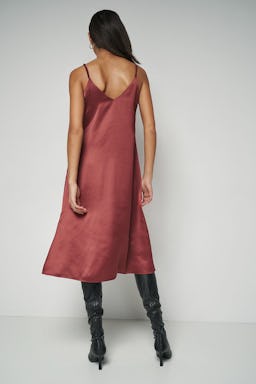 100% Recycled Satin Slip Midi Dress: image 1