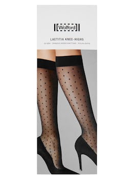 Laetitia black polka-dot knee-high socks: image 1