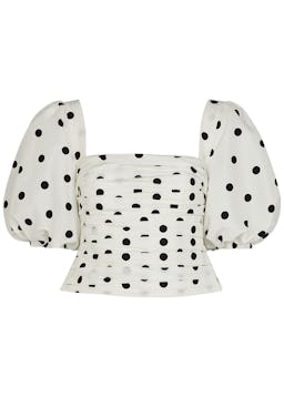 White polka-dot taffeta top: image 1