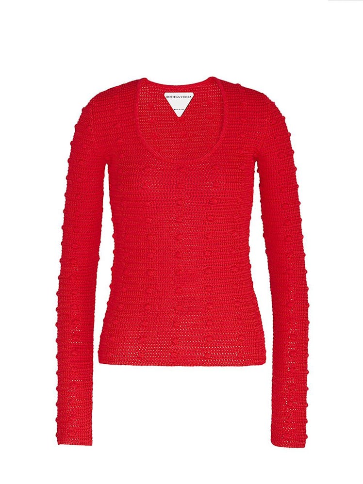 Pom Pom Mesh Crewneck Sweater: image 1