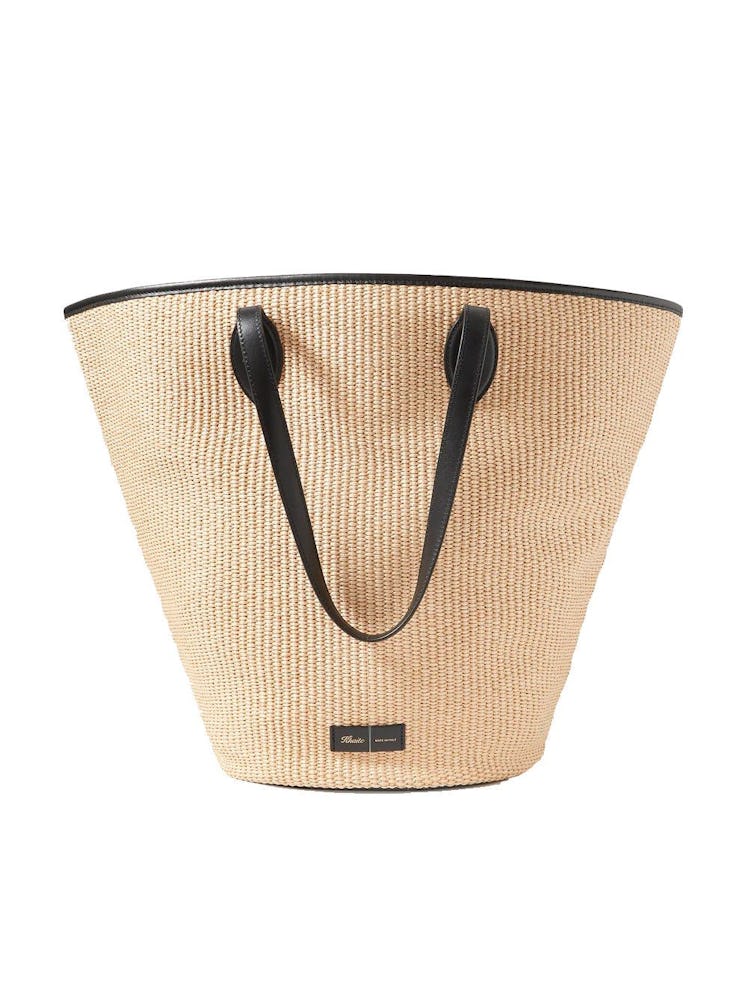 Osa Leather-Trimmed Raffia Tote: image 1