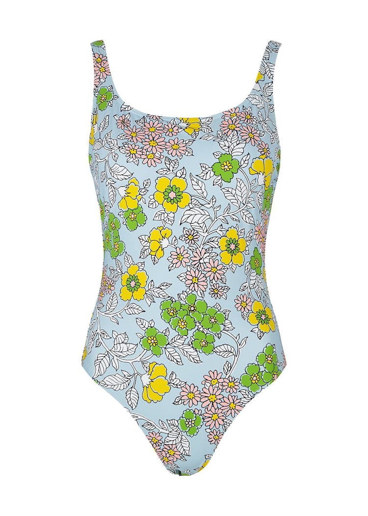 Blue printed swimsuit: image 1