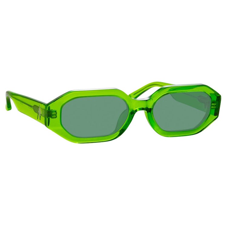 The Attico Irene Angular Sunglasses in Green: image 1