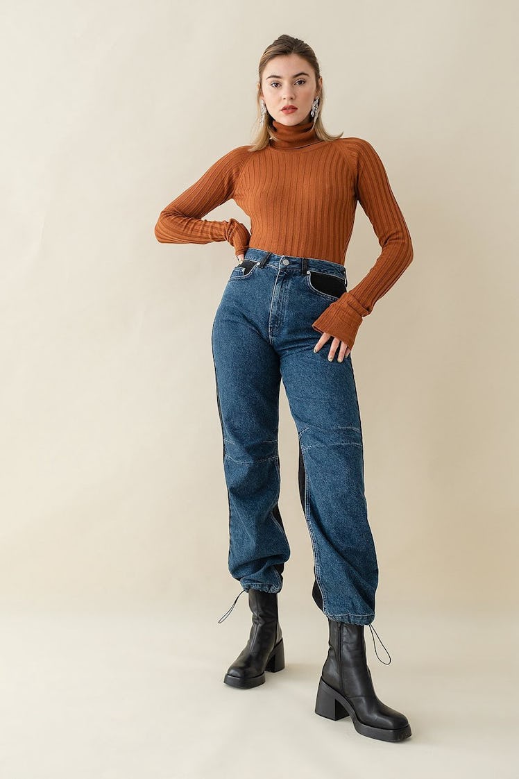 Extra Long Sleeve Ribbed Bodysuit: image 1