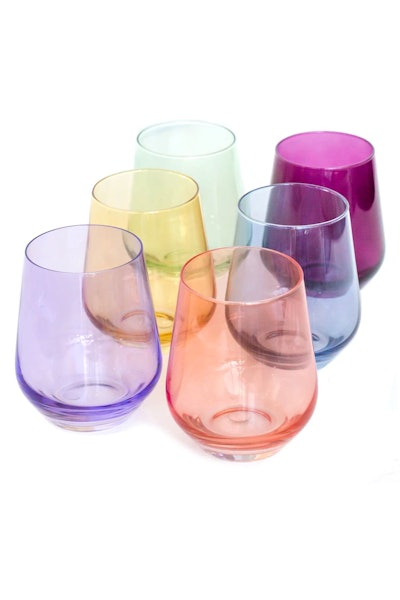 Colored Stemless Wine Glasses in Mixed - Set of 6: image 1