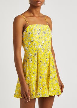 Glinda yellow floral-print mini dress: additional image