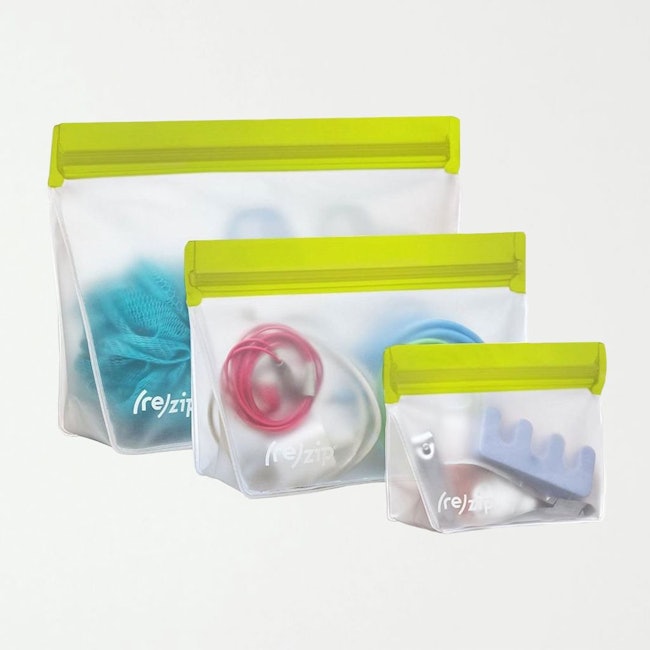 3-piece Stand-Up Leakproof Reusable Storage Bag Kit Clear + Green: additional image