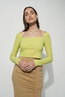 Cropped Square Neck Rib Top: additional image