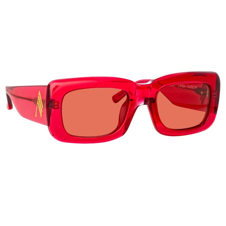 The Attico Marfa Rectangular Sunglasses in Red: additional image