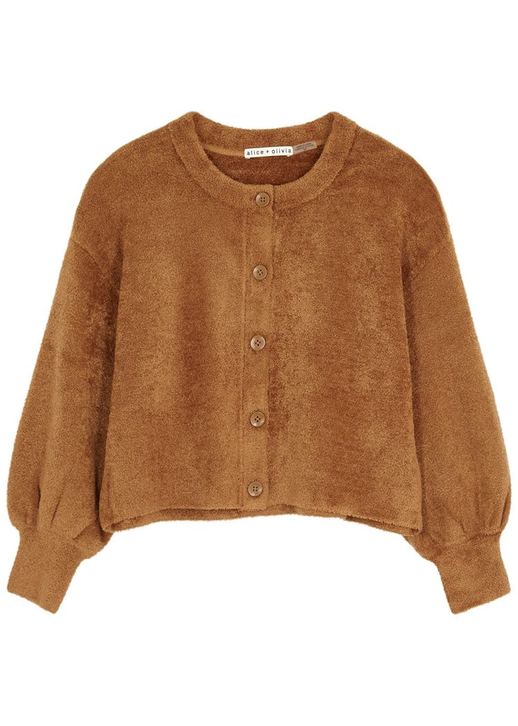 Sylvie brown cropped chenille cardigan: additional image