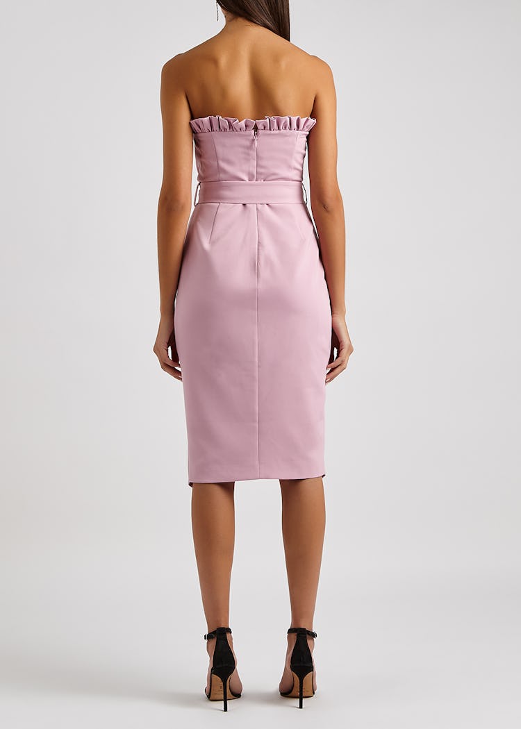 Pink strapless belted midi dress: additional image