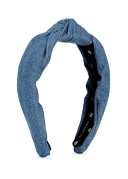 Blue knotted denim headband: additional image