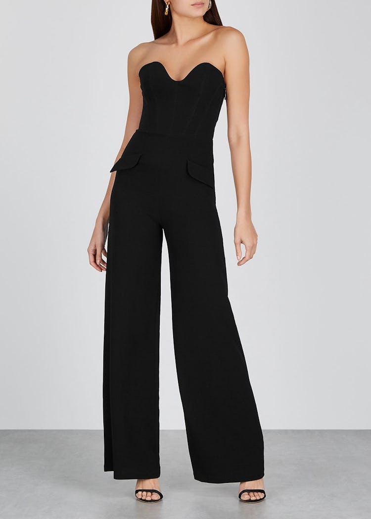 Black strapless wide-leg jumpsuit: additional image