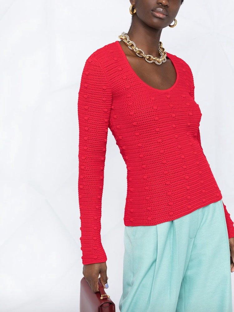 Pom Pom Mesh Crewneck Sweater: additional image