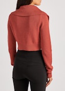 Red cropped cotton-blend cardigan: additional image