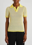 Yellow open-knit mesh polo shirt: additional image