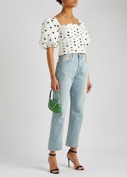 White polka-dot taffeta top: additional image