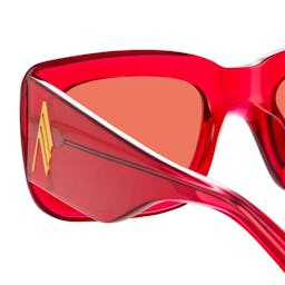 The Attico Marfa Rectangular Sunglasses in Red: additional image