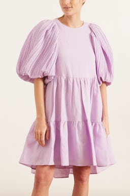 Bailey Broomstick Puff Sleeve Tiered Dress in Lilac: additional image