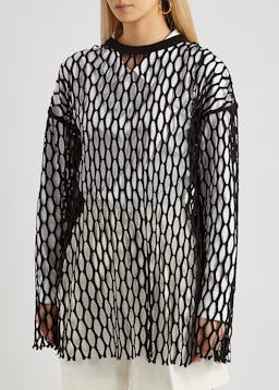 Henato black jersey-mesh top: additional image
