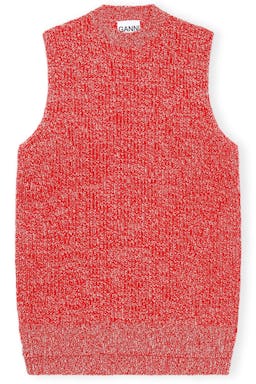 Cashmere Mix Knit Sweater Vest in Flame Scarlet: additional image