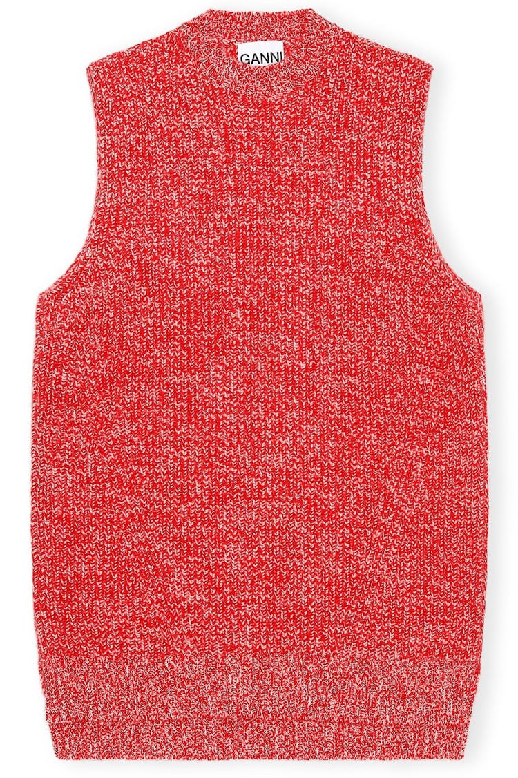 Cashmere Mix Knit Sweater Vest in Flame Scarlet: additional image