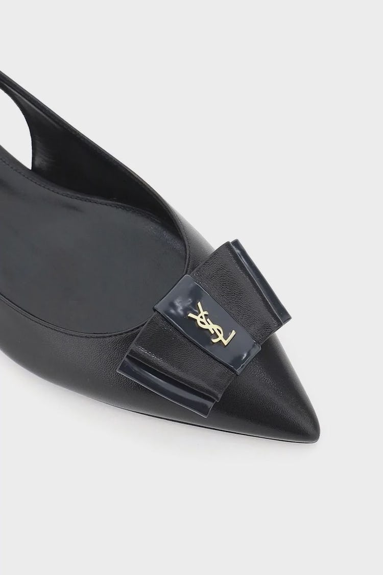 Saint Laurent Anais Slingback Flats With Bow: additional image