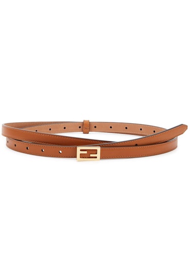 Brown logo leather wrap belt: additional image