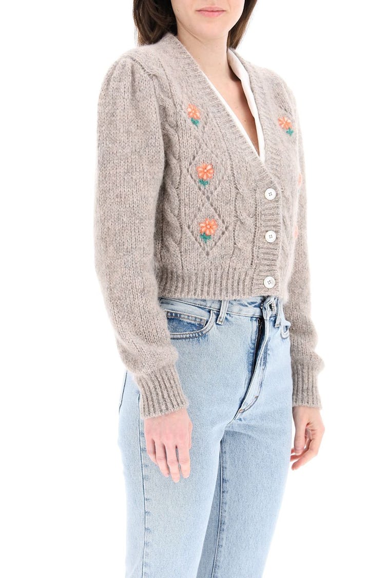 Alessandra Rich Short Cardigan With Embroideries: additional image