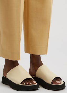 Alpine cream leather flatform sliders: additional image