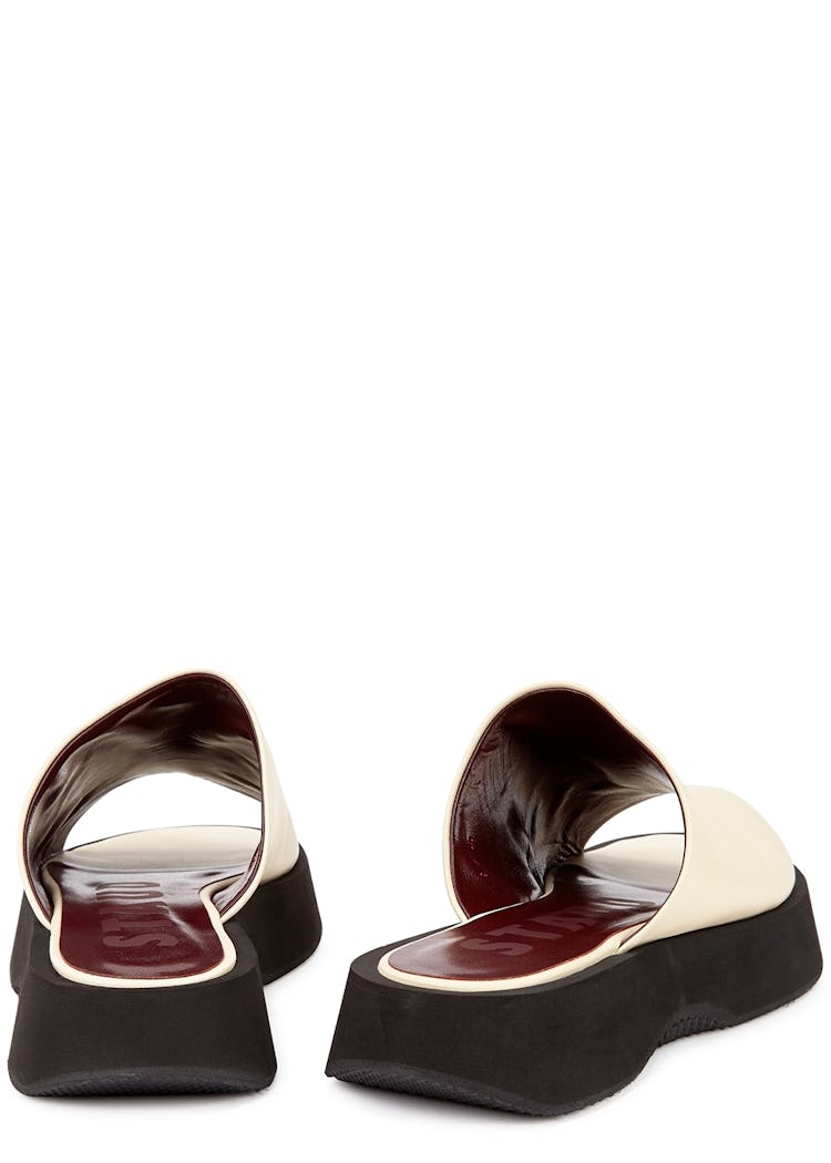 Alpine cream leather flatform sliders: additional image