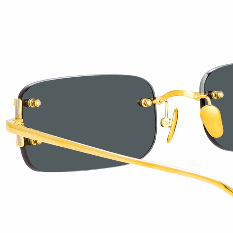 Taylor Rectangular Sunglasses in Yellow Gold and Grey: additional image