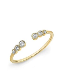 14 KT Yellow Gold Open Bezel Set Diamond Ring: image 1