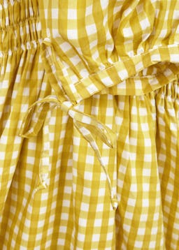 Flora yellow checked cotton midi dress: additional image