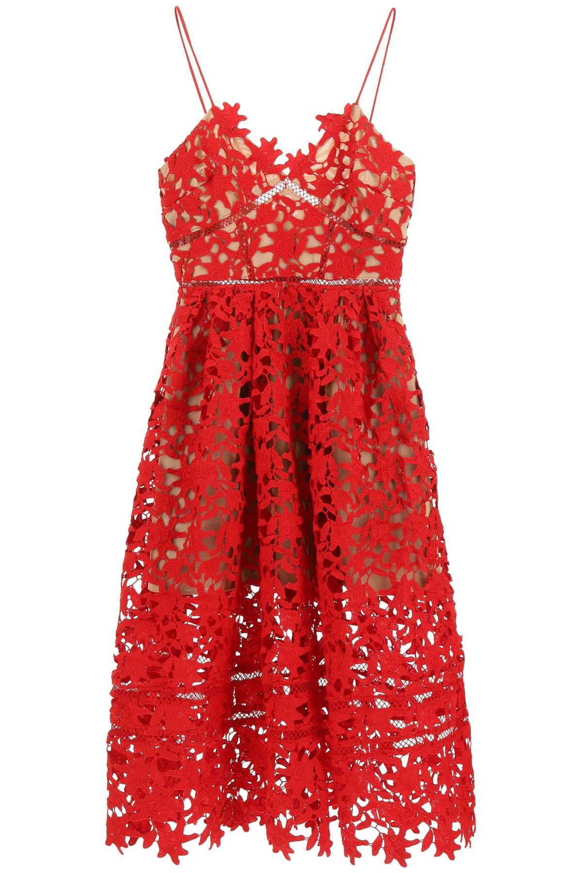 Self Portrait's Azaela red laced midi dress. 