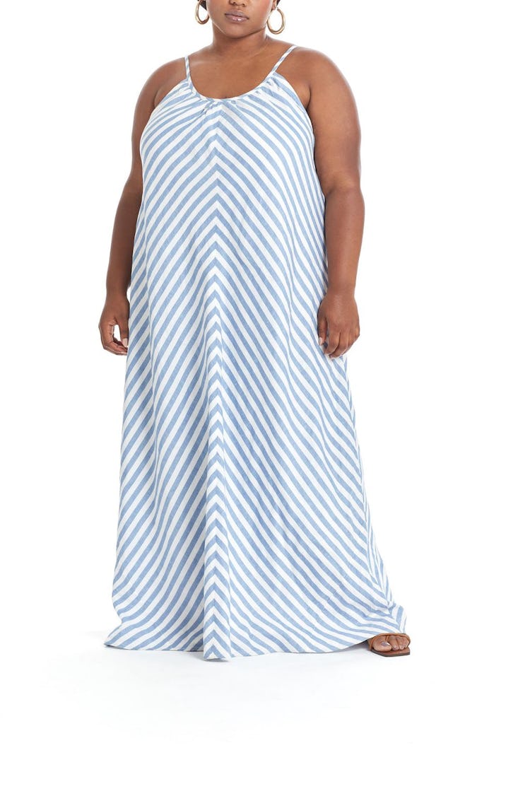 Pari Passu's striped plus size maxi dress.