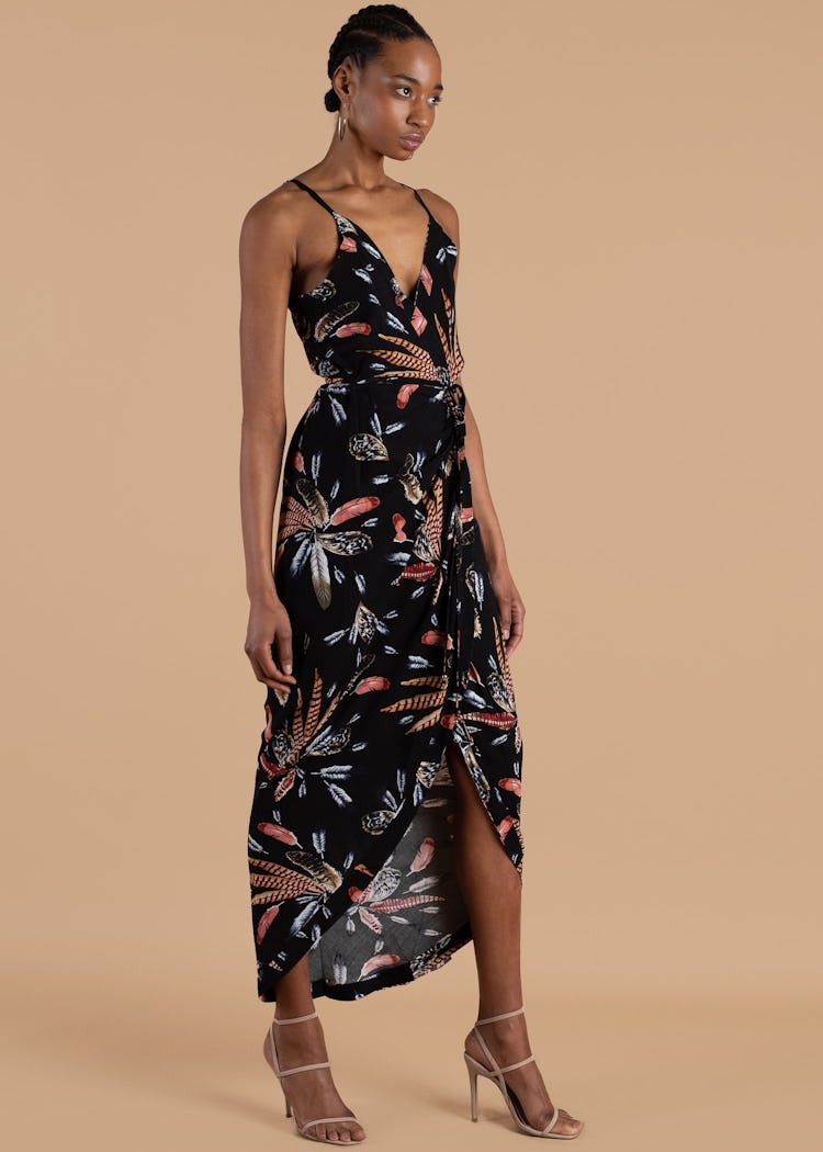 Feather Print Wrap Dress: additional image