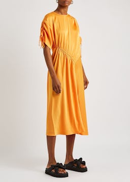 Davina orange satin midi dress: additional image