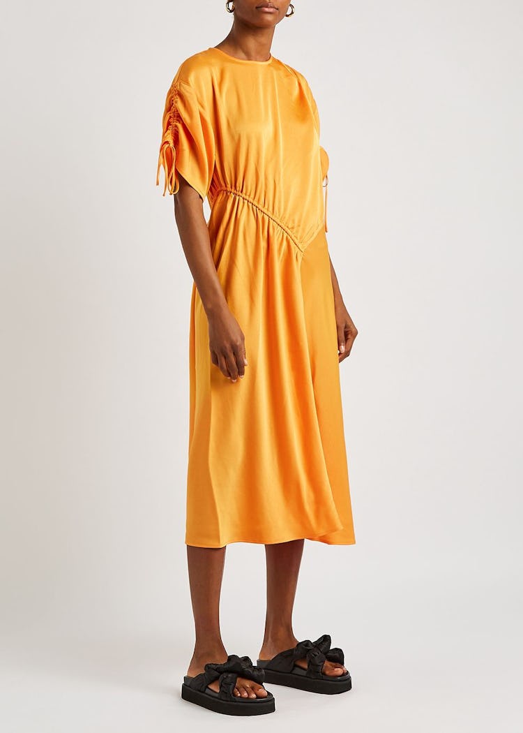 Davina orange satin midi dress: additional image