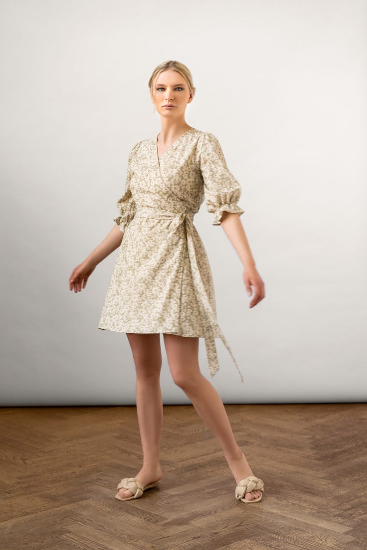 Willa Slub Silk Wrap Dress Sage: additional image