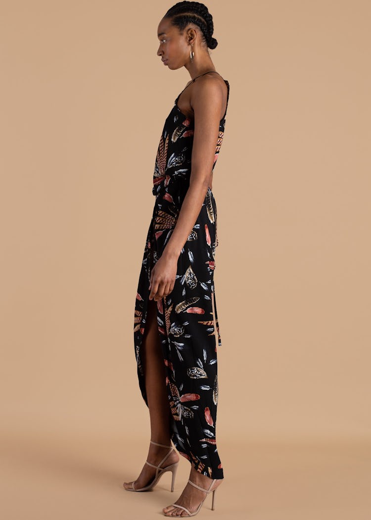 Feather Print Wrap Dress: additional image