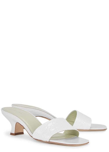 Freddy 50 white leather mules: image 1