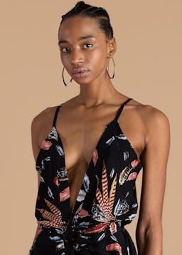 Feather Print Wrap Dress: additional image