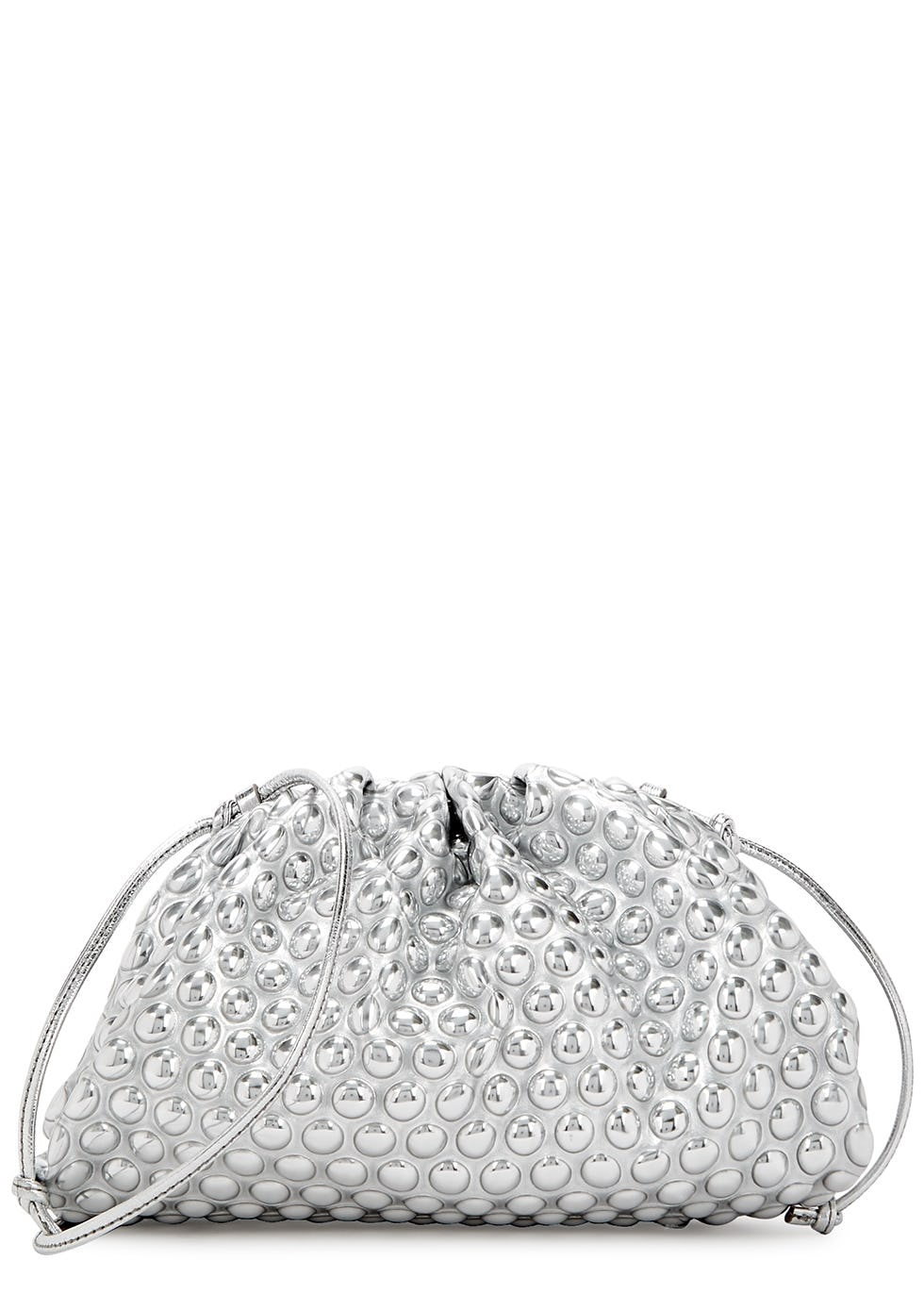The Mini Pouch silver faux-leather clutch: image 1