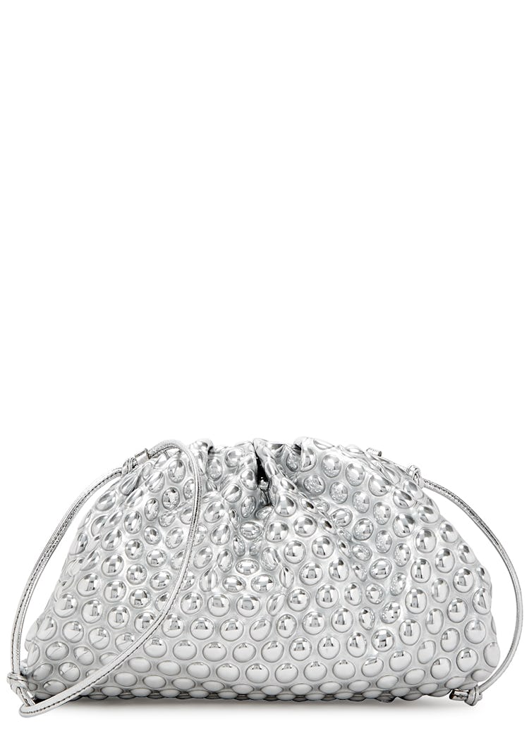 The Mini Pouch silver faux-leather clutch: image 1